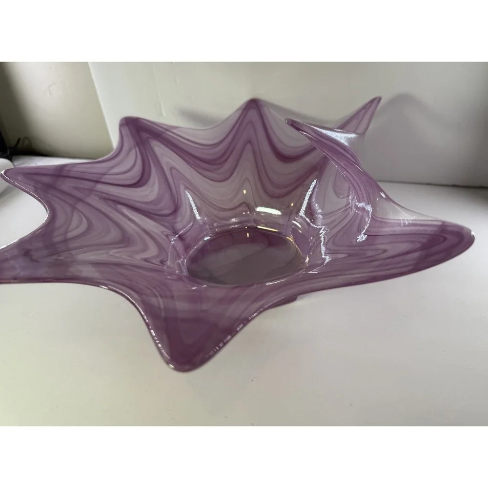 Vintage Murano Purple Art Glass Starfish Bowl Lavorazione Arte Italy Mid-Century